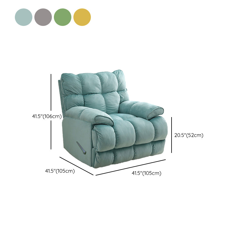 Metal Frame Swivel Rocker Standard Recliner Solid Color Velvet Recliner Chair