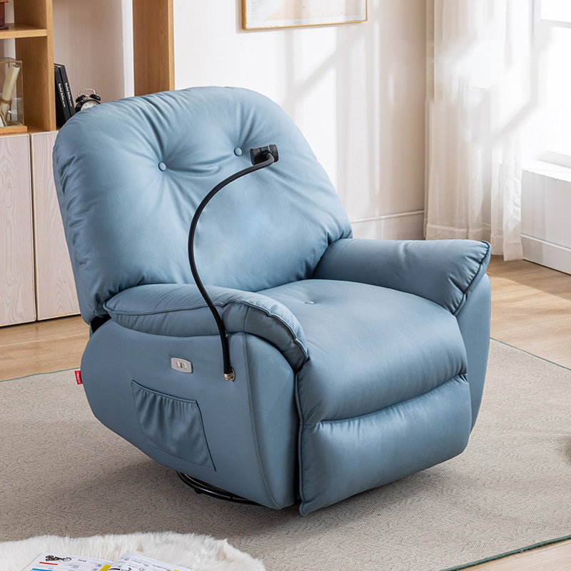 Metal Frame Swivel Rocker Standard Recliner Solid Color Tufted Back Recliner Chair