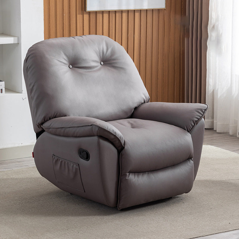 Metal Frame Swivel Rocker Standard Recliner Solid Color Tufted Back Recliner Chair