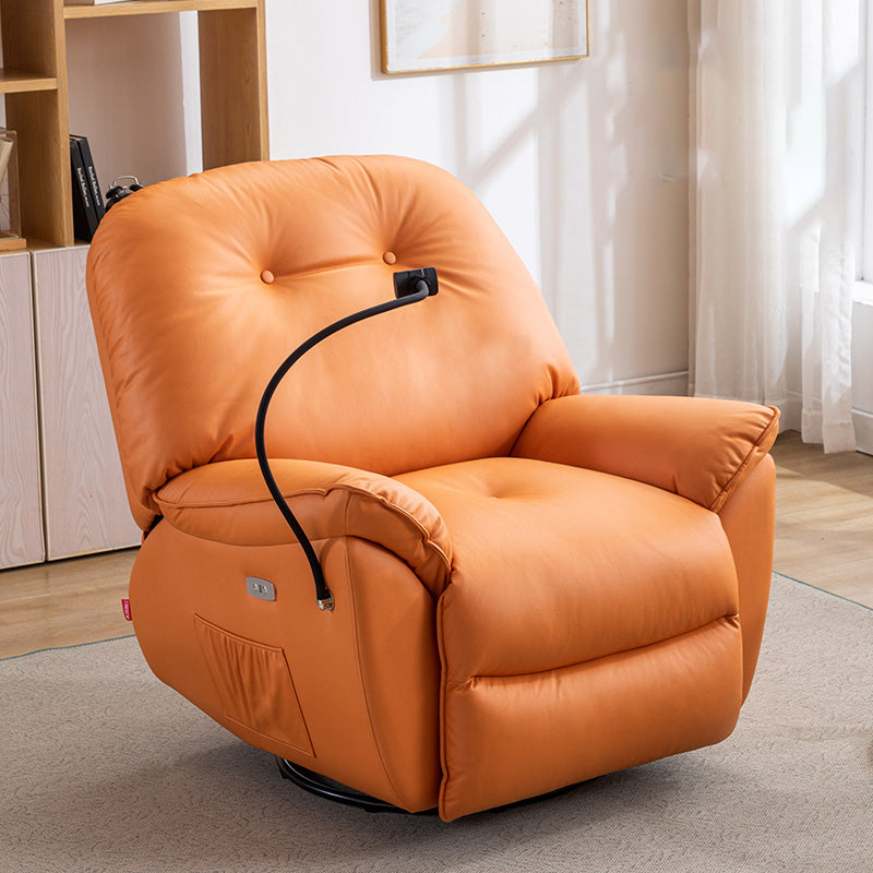 Metal Frame Swivel Rocker Standard Recliner Solid Color Tufted Back Recliner Chair