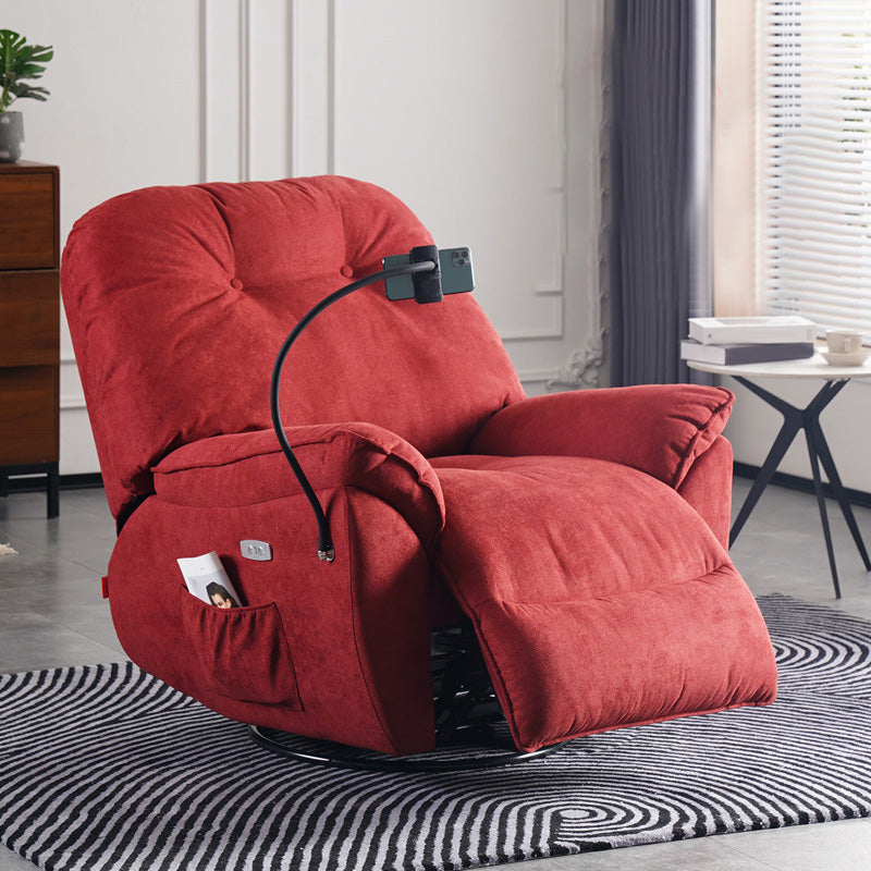 Metal Frame Swivel Rocker Standard Recliner Solid Color Tufted Back Recliner Chair