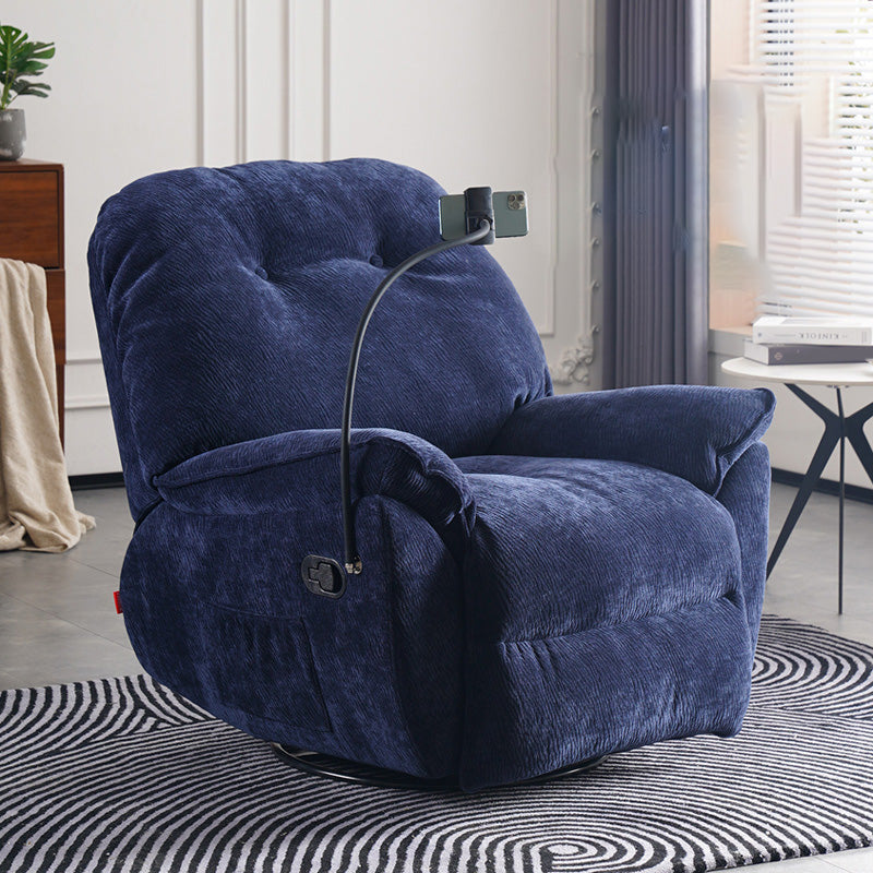 Metal Frame Swivel Rocker Standard Recliner Solid Color Tufted Back Recliner Chair