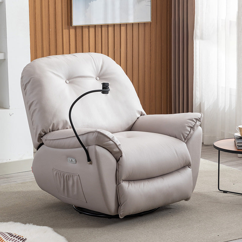 Metal Frame Swivel Rocker Standard Recliner Solid Color Tufted Back Recliner Chair