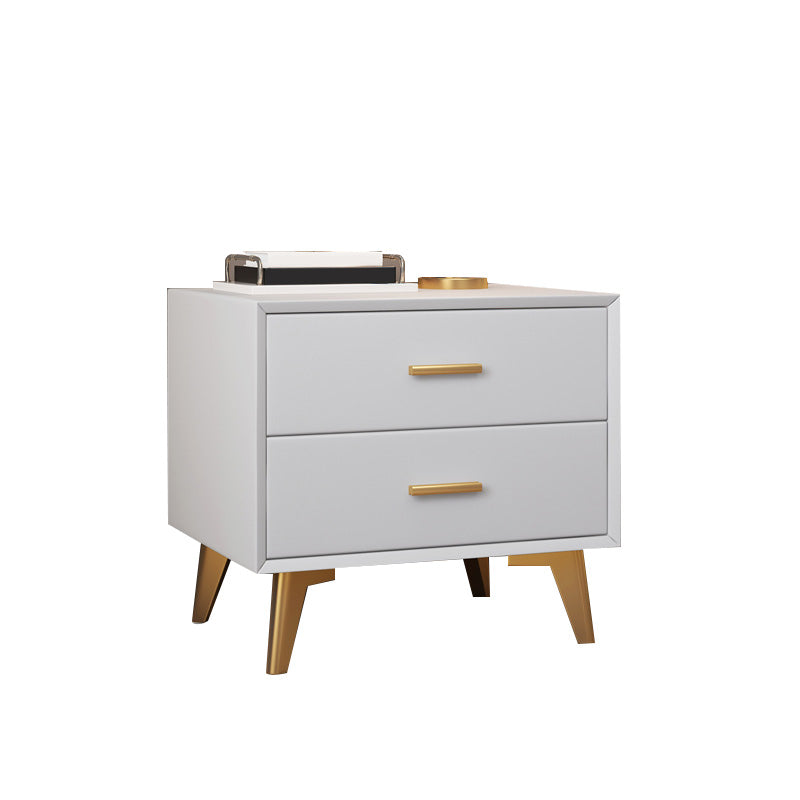 Modern Night Table Leather Accent Table Nightstand with 2 Drawers