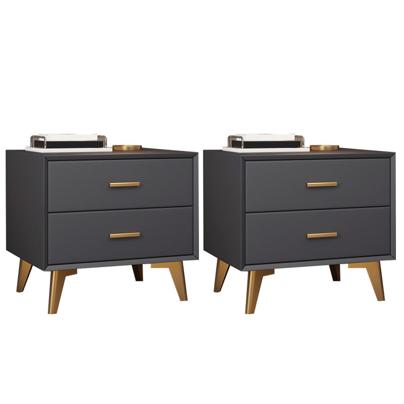 Modern Night Table Leather Accent Table Nightstand with 2 Drawers