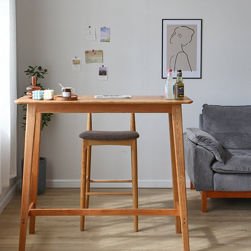 Contemporary Rectangle Solid Wood Bar Height Pub Table for Living Room