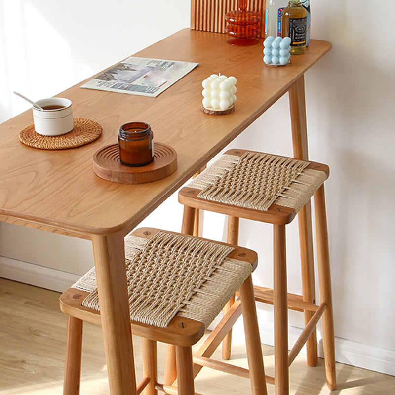 Contemporary Rectangle Solid Wood Bar Height Pub Table for Living Room