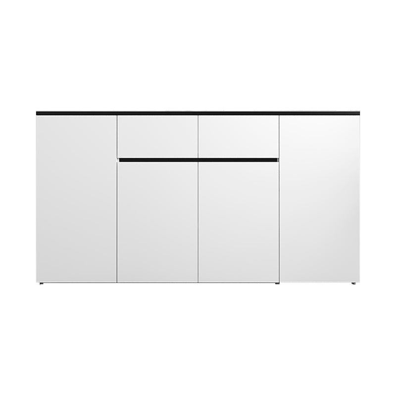 Modern Stone/Wood Sideboard Table White Server Cabinets Included