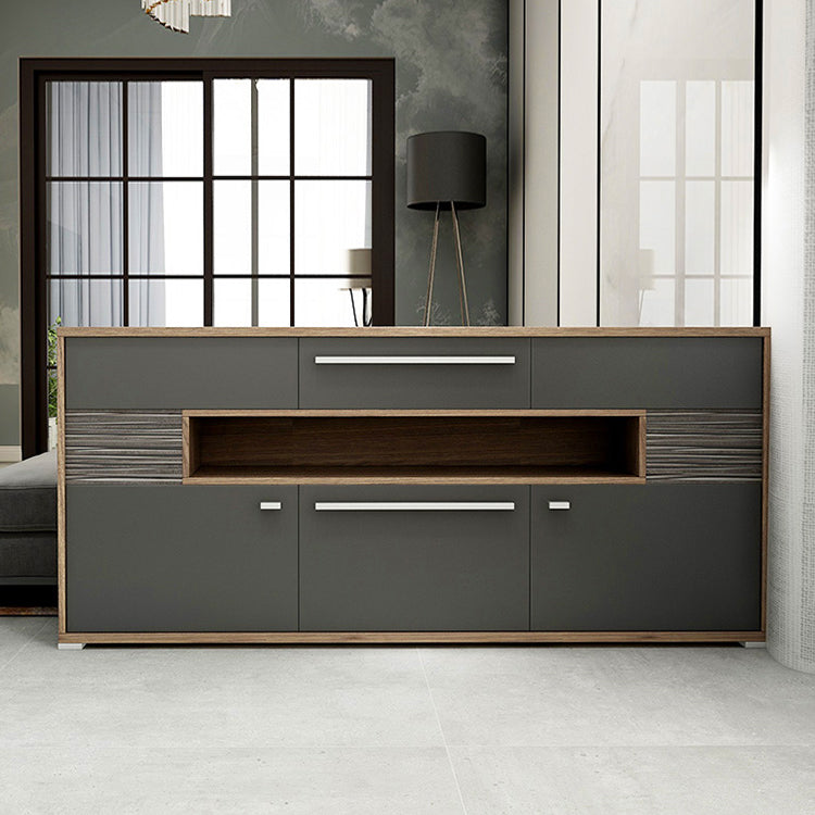 Modernism Wood Sideboard Table Open Storage Server for Living Room