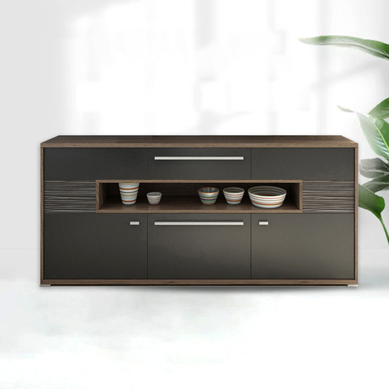 Modernism Wood Sideboard Table Open Storage Server for Living Room