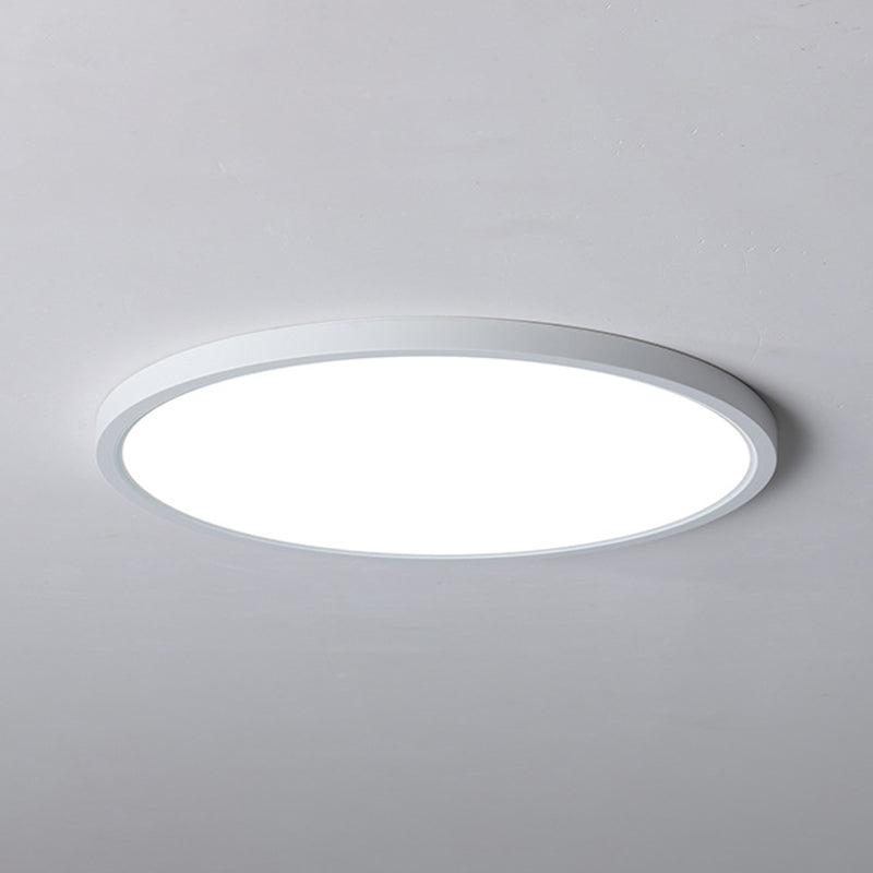 White Round Ceiling Mount Light Modern Style LED with Plastic Shade for Bedroom