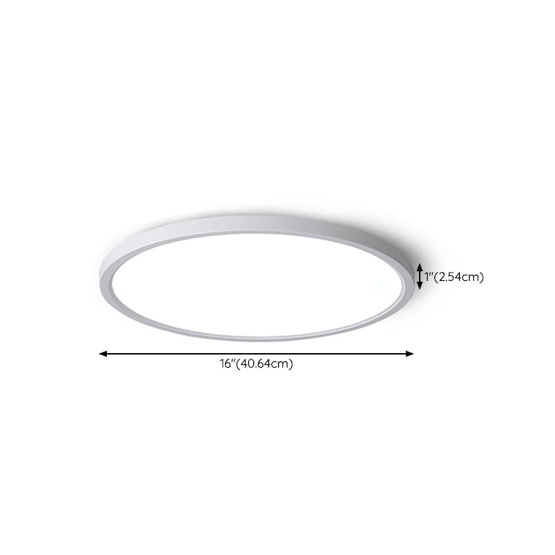 White Round Ceiling Mount Light Modern Style LED with Plastic Shade for Bedroom