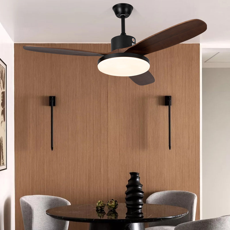 Modern Beige/Black/White Ceiling Fan Lamp Wooden LED Ceiling Fan Light for Dining Room