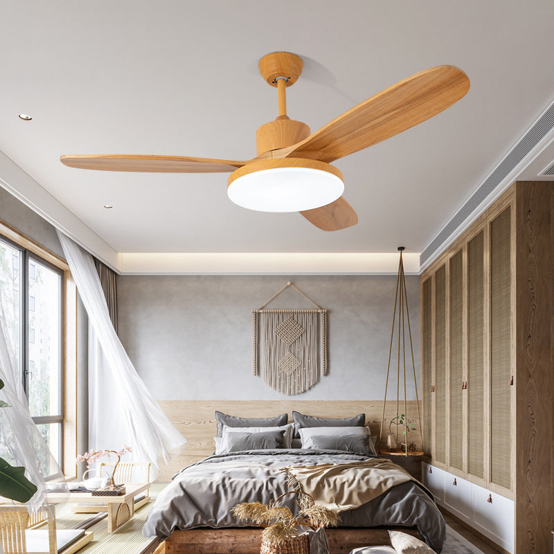 Modern Beige/Black/White Ceiling Fan Lamp Wooden LED Ceiling Fan Light for Dining Room