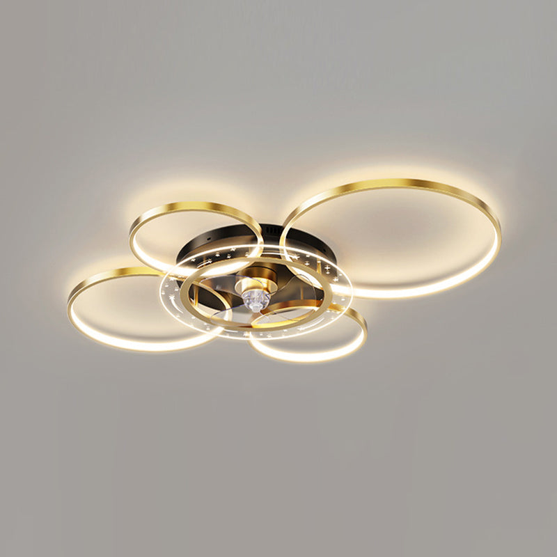 Modern 4-Light Golden Ceiling Fan Lamp LED Ceiling Fan Light for Living Room