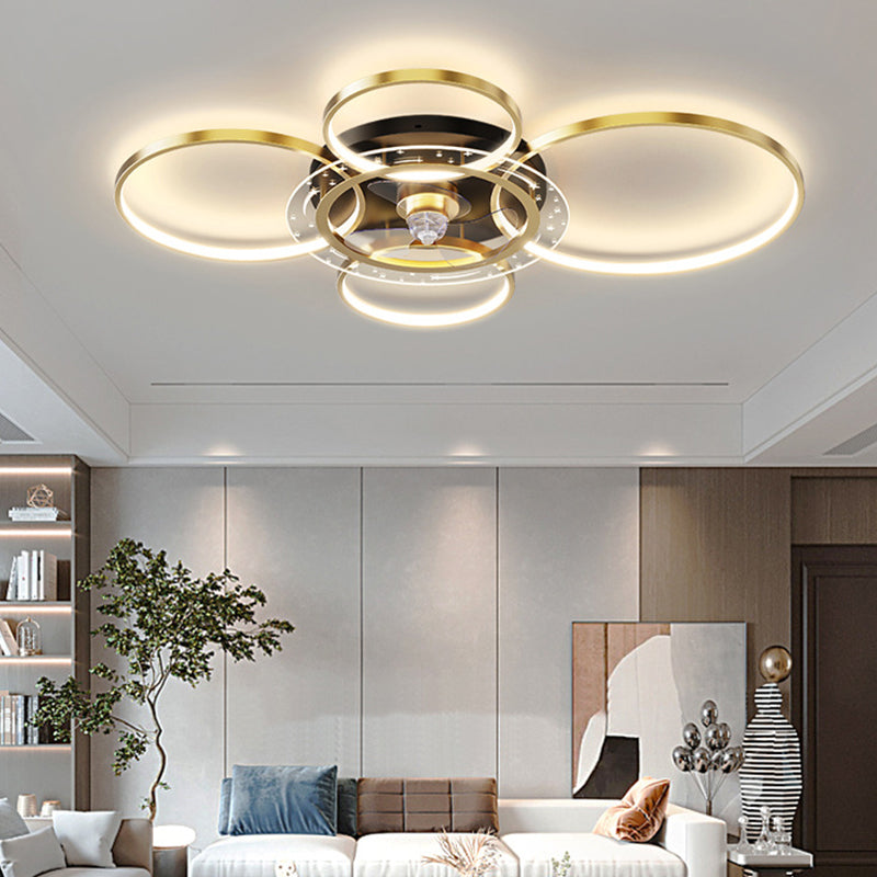 Modern 4-Light Golden Ceiling Fan Lamp LED Ceiling Fan Light for Living Room