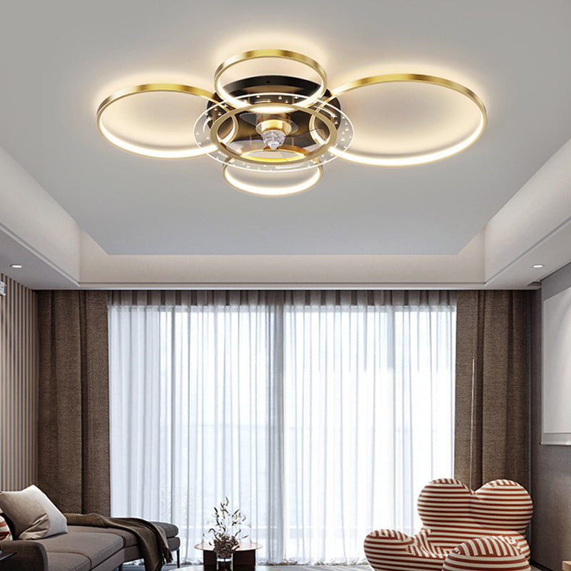 Modern 4-Light Golden Ceiling Fan Lamp LED Ceiling Fan Light for Living Room