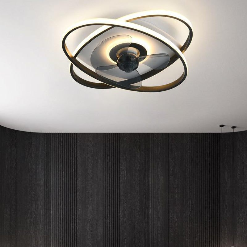 Modern Golden/Black Ceiling Fan Lamp Unique Ceiling Fan Light for Dining Room