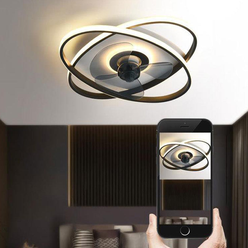 Modern Golden/Black Ceiling Fan Lamp Unique Ceiling Fan Light for Dining Room