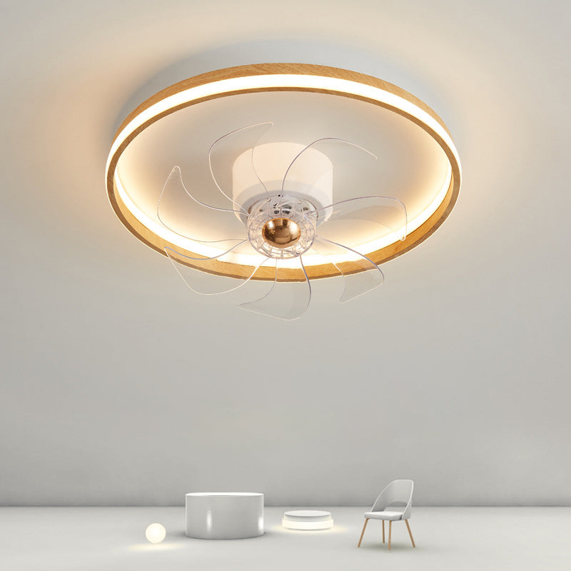 Modern Single Beige/Brown Ceiling Fan Lamp LED Ceiling Fan Light for Living Room