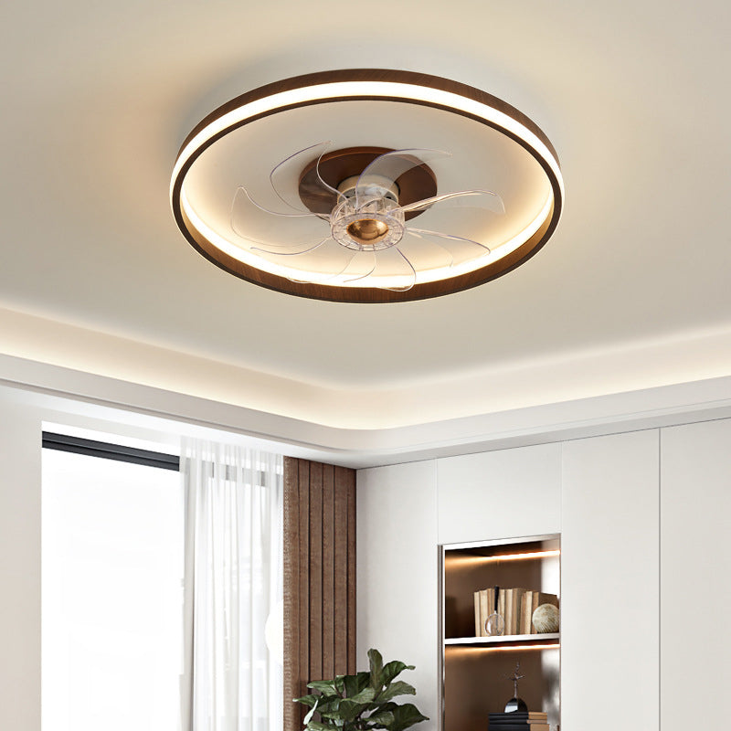 Modern Single Beige/Brown Ceiling Fan Lamp LED Ceiling Fan Light for Living Room