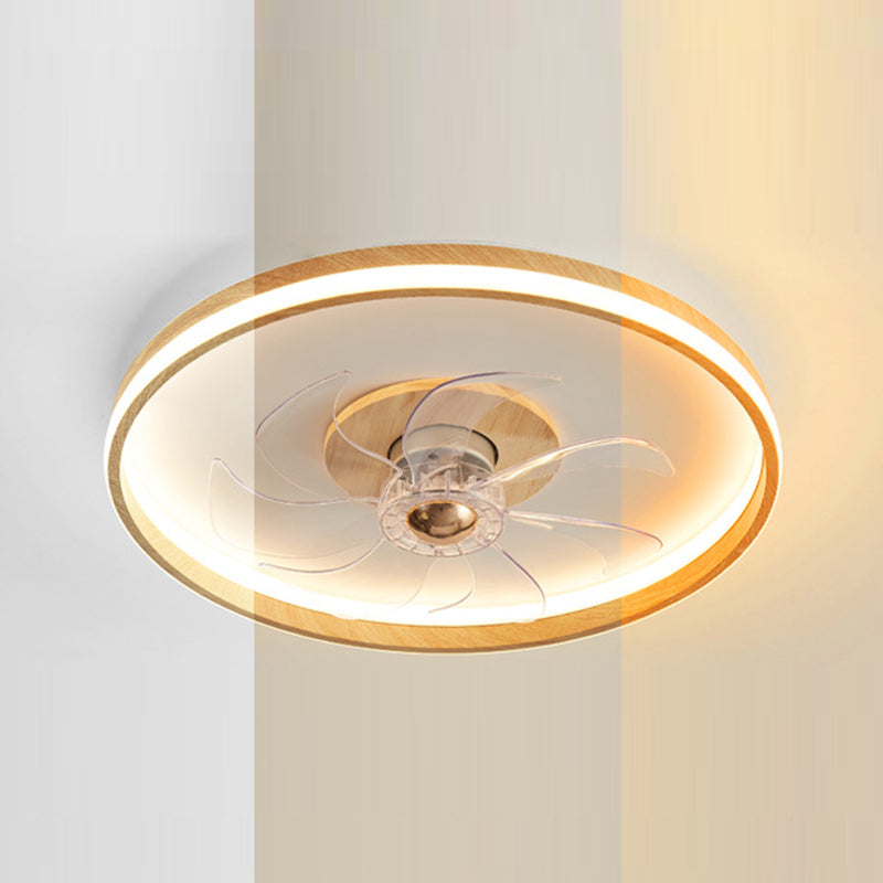 Modern Single Beige/Brown Ceiling Fan Lamp LED Ceiling Fan Light for Living Room