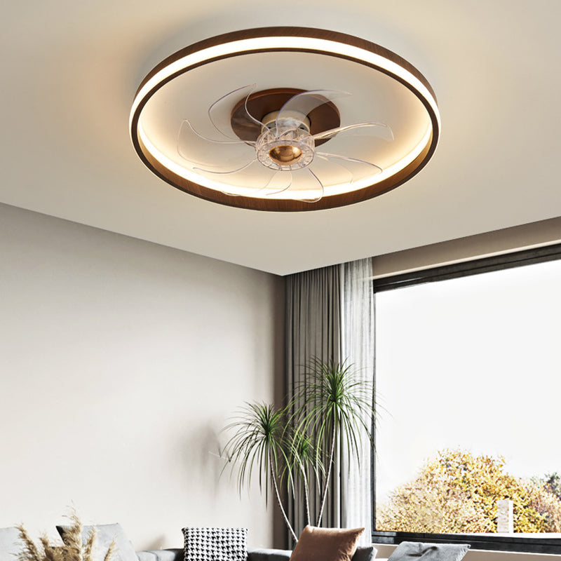 Modern Single Beige/Brown Ceiling Fan Lamp LED Ceiling Fan Light for Living Room