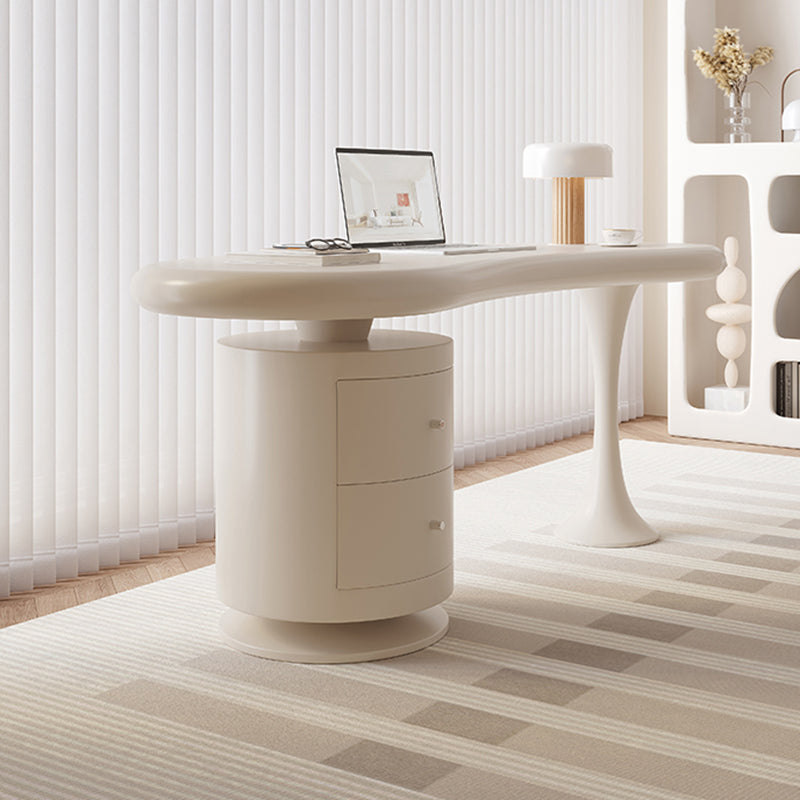 Engineered Wood Writing Desk Modern Office Desk with 2 Drawers