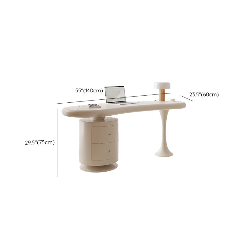 Engineered Wood Writing Desk Modern Office Desk with 2 Drawers