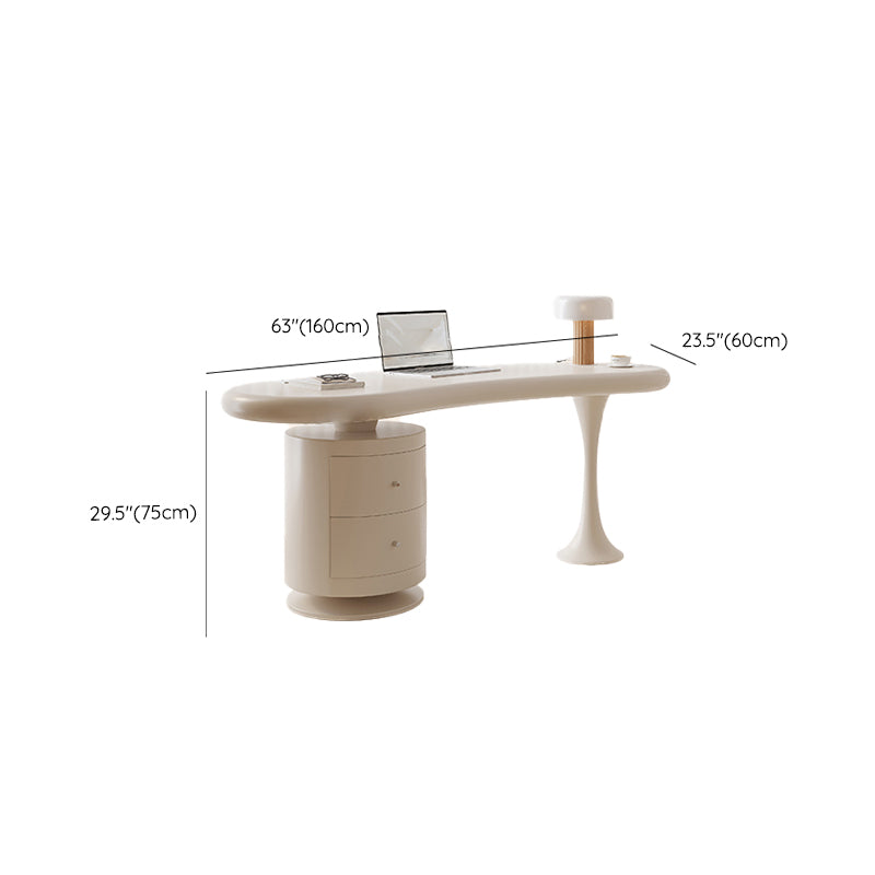 Engineered Wood Writing Desk Modern Office Desk with 2 Drawers