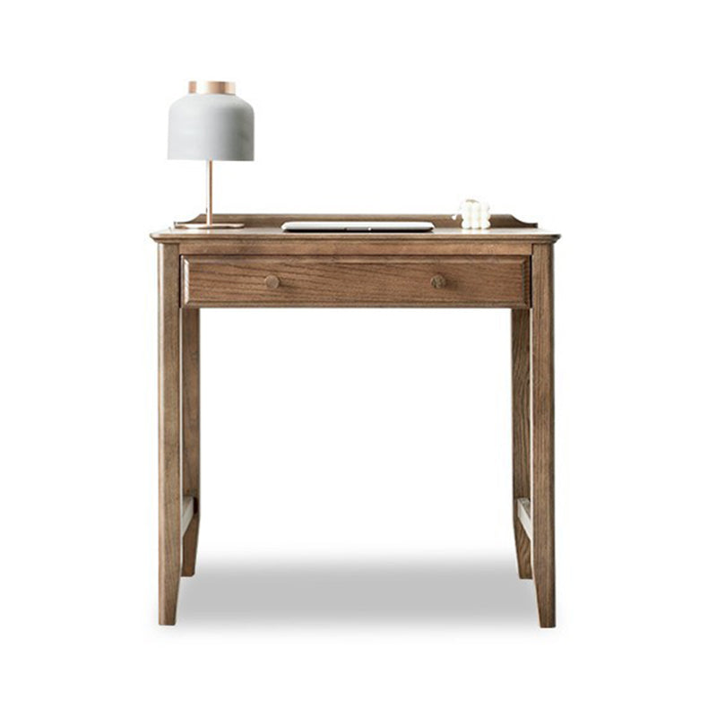 Contemporary Oak Home Writing Desk H-Shape Base Office Desk with Drawers