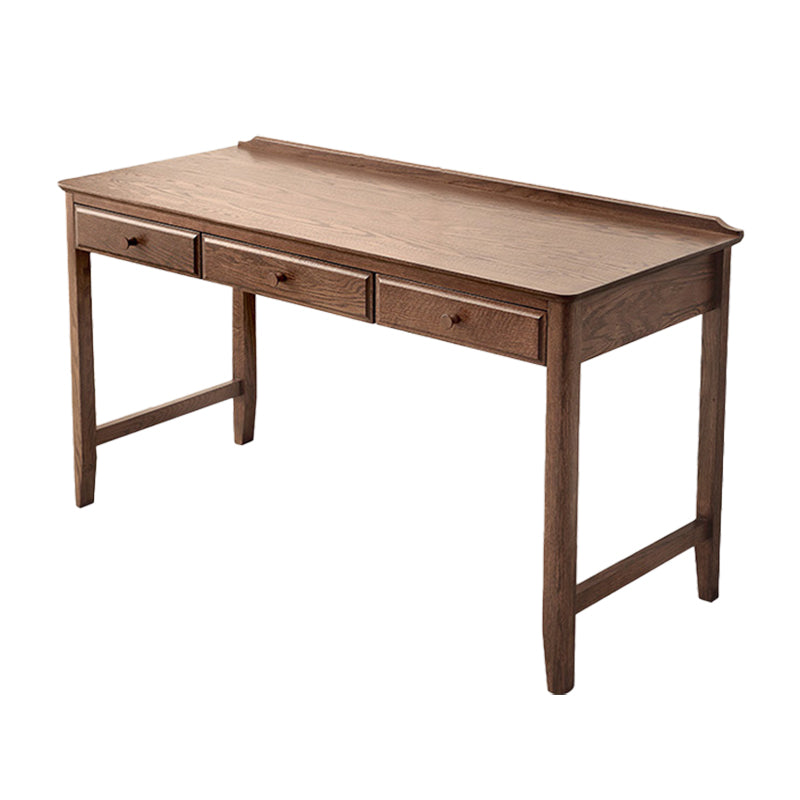 Contemporary Oak Home Writing Desk H-Shape Base Office Desk with Drawers