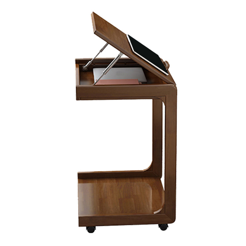 Wood Modern Writing Desk Rectangular Office Desk with Caster Wheels