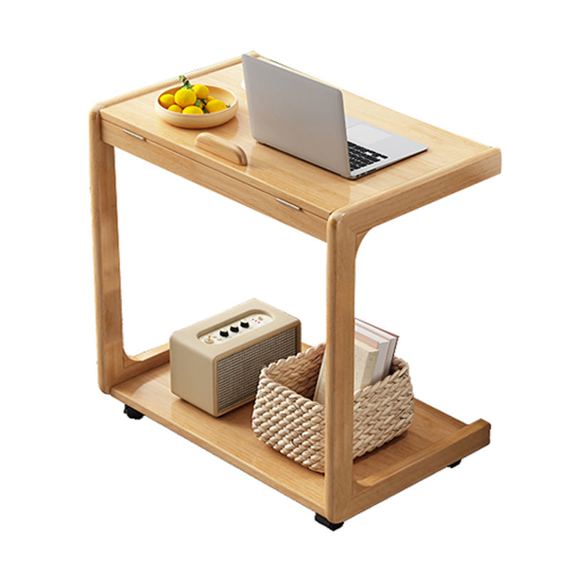 Wood Modern Writing Desk Rectangular Office Desk with Caster Wheels