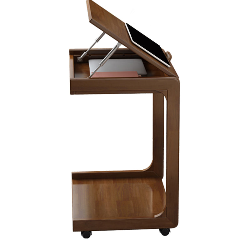 Wood Modern Writing Desk Rectangular Office Desk with Caster Wheels