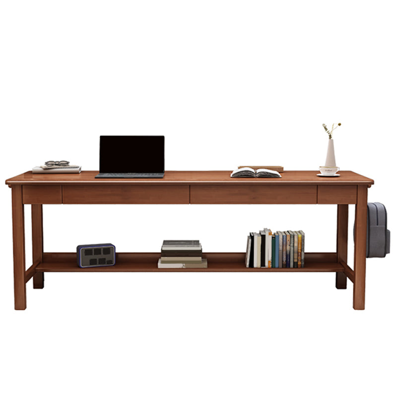 Glam Style Solid Wood Computer Desk Rectangular 2 Drawers Office Desk