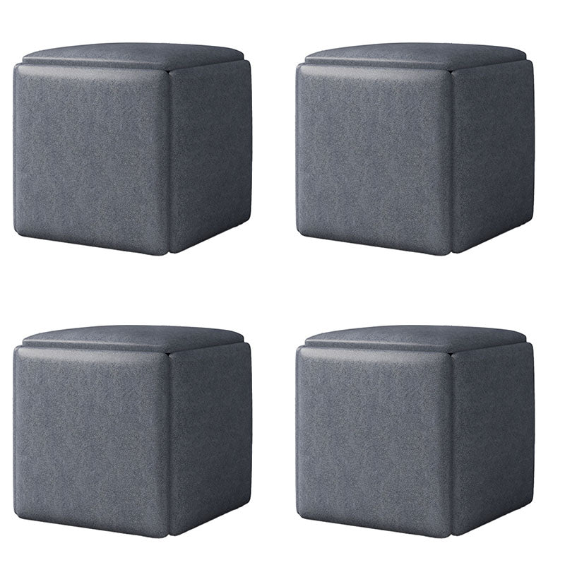 Contemporary Ottoman Square Foot Stool with Wheels for Living Room