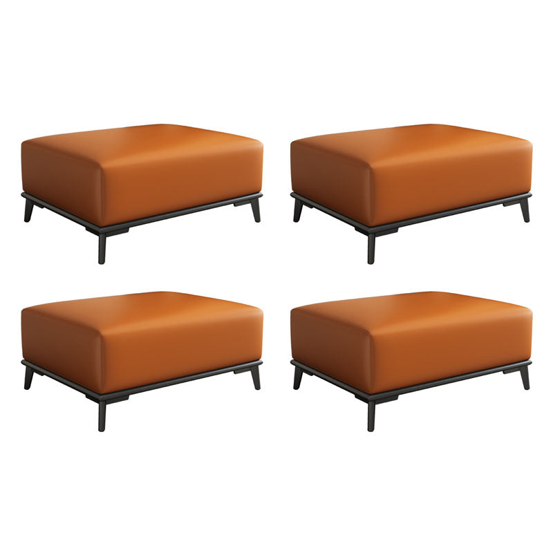 Contemporary Rectangular Ottoman Leather Foot Stool with Legs