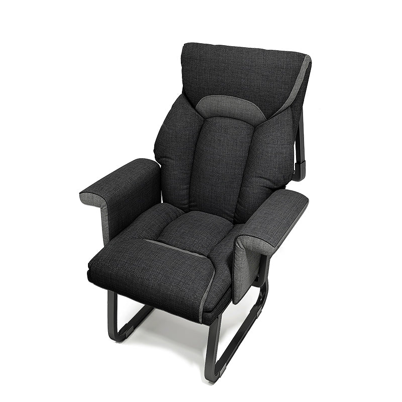 Contemporary Recliner Chair Indoor in Linen Blend/ Faux Leather