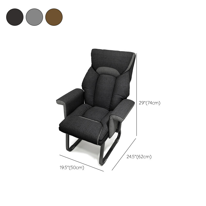 Contemporary Recliner Chair Indoor in Linen Blend/ Faux Leather