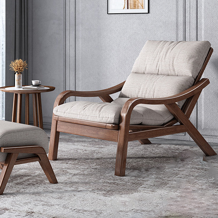 Contemporary Solid Wood Recliner Chair in Solid Color with Wooden Legs