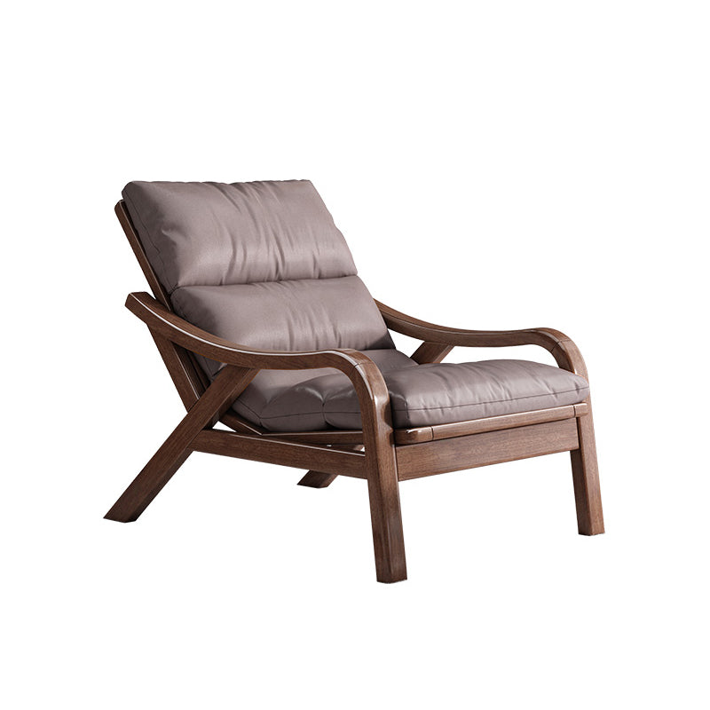 Contemporary Solid Wood Recliner Chair in Solid Color with Wooden Legs