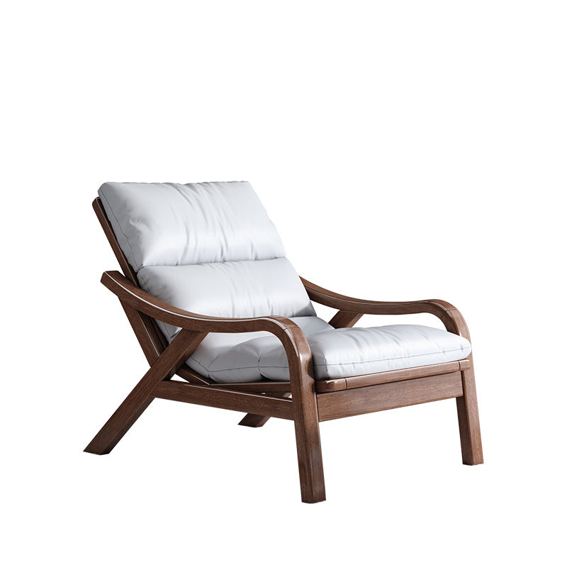 Contemporary Solid Wood Recliner Chair in Solid Color with Wooden Legs