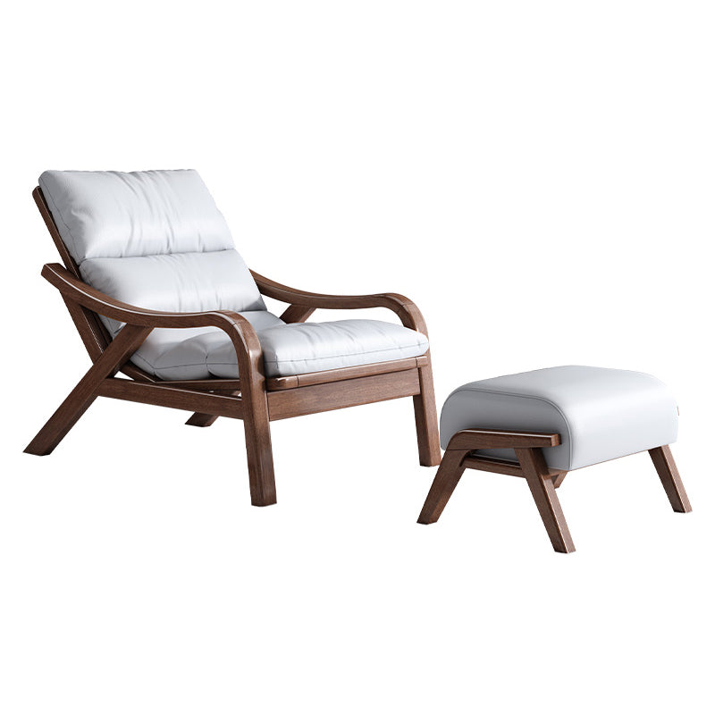 Contemporary Solid Wood Recliner Chair in Solid Color with Wooden Legs