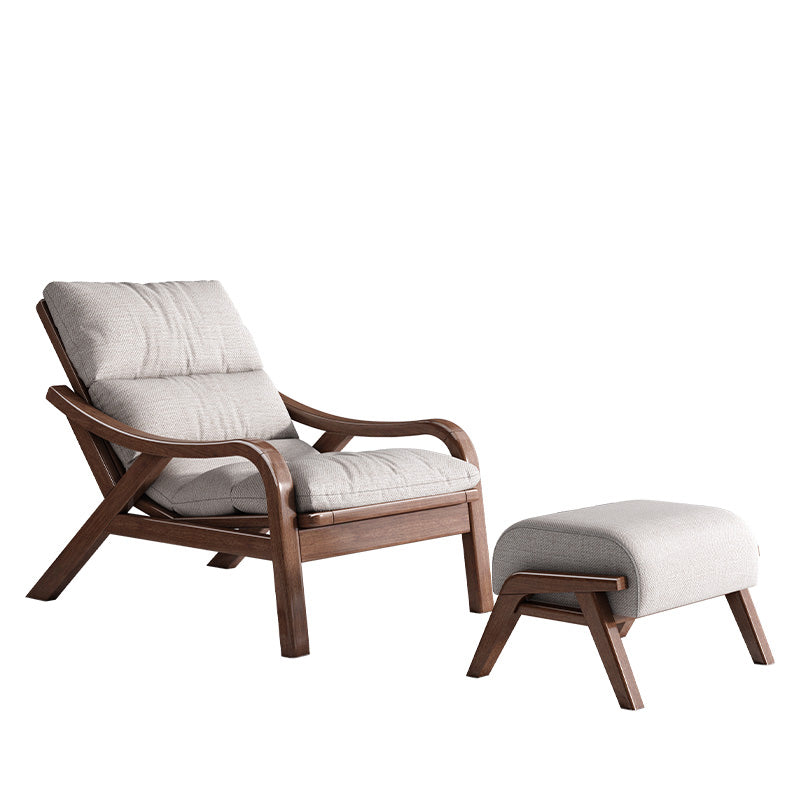 Contemporary Solid Wood Recliner Chair in Solid Color with Wooden Legs