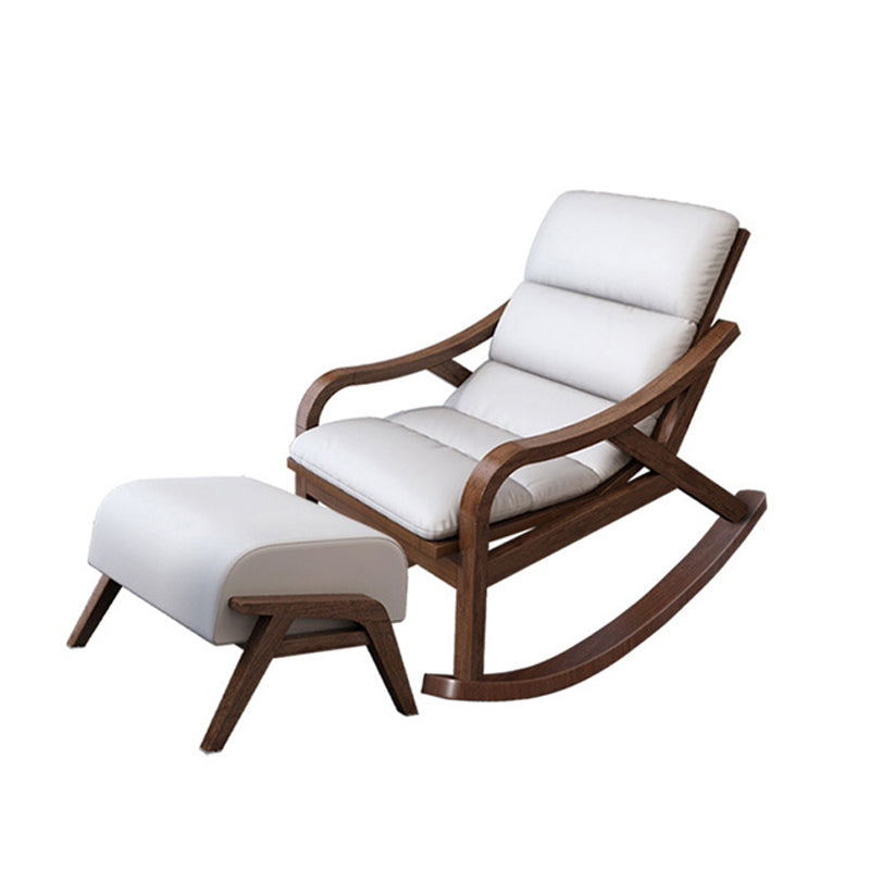 Contemporary Solid Wood Recliner Chair in Solid Color with Wooden Legs