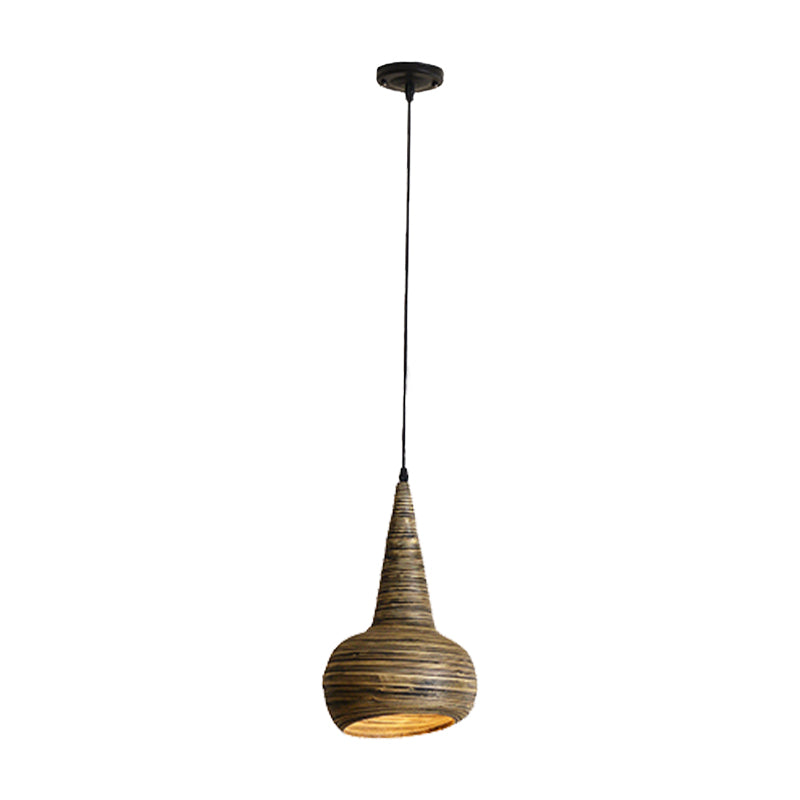 Bamboo Urn Shape Down Lighting Modernismo 1 Sospensione Testa Lampada a sospensione in marrone per il ristorante