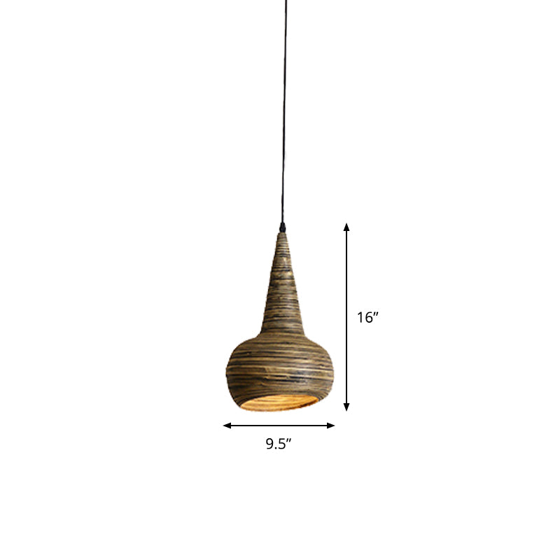 Bamboo Urn Shape Down Lighting Modernismo 1 Sospensione Testa Lampada a sospensione in marrone per il ristorante