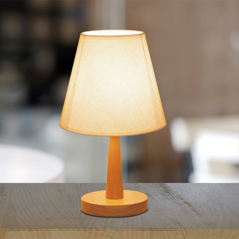 1 bulbo dormitorio nocturna luz modernista beige lámpara de noche con tono de tela de barril