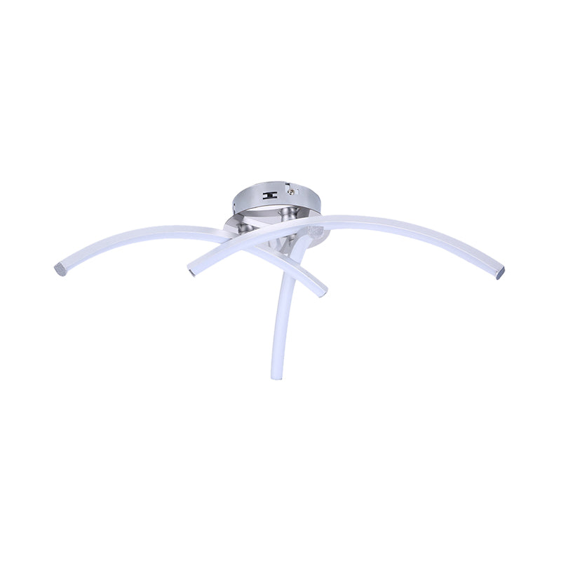 Métallic arcé semi-rinçage Mont minimalisme LED LED Silver Flush Éclairage en lumière chaude / blanche